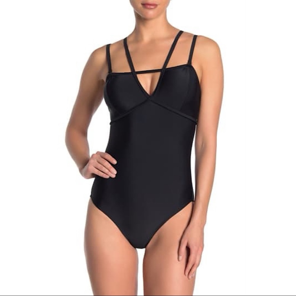 Nicole Miller Bandeau One-Piece Swimsuit Black
